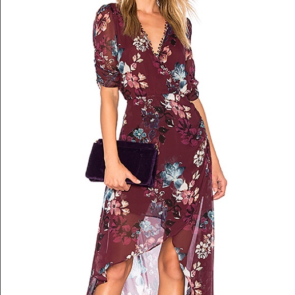 burgundy silk wrap dress